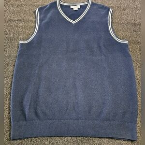 Daniel Cremieux 100% Supima Cotton Navy Blue V-Neck Sweater Vest Men's Size M